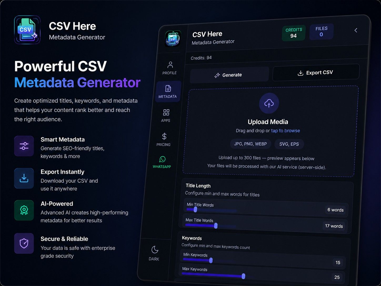 CSV Here - Project Screenshot